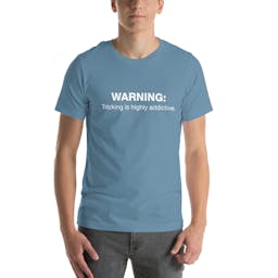 WARNING. - unisex-staple-t-shirt-steel-blue-front-65d6b72ed1f1c